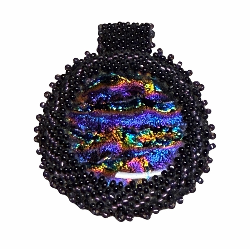 NWT Handcrafted Multicolor Dicroic Glass Beaded Pendant